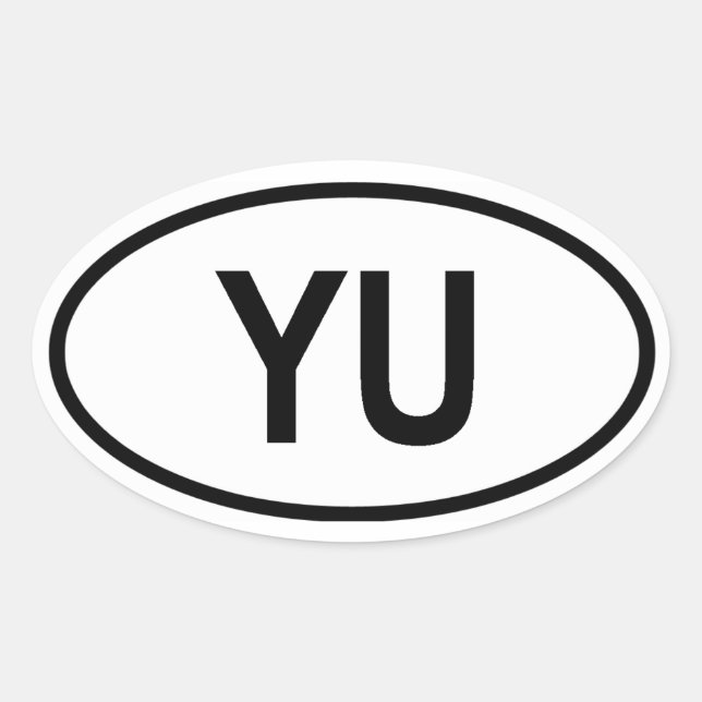 VIER Jugoslawien "YU" Ovaler Aufkleber (Vorderseite)