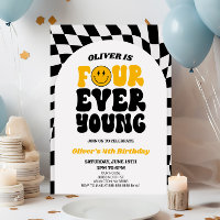 Vier Junge Retro Erstes 4. Party