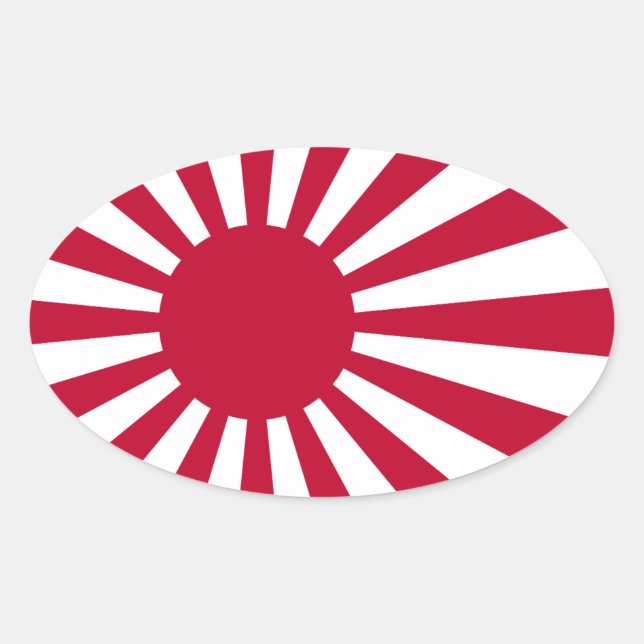 VIER kaiserliche japanische Marine-Fähnchen Ovaler Aufkleber (Vorderseite)