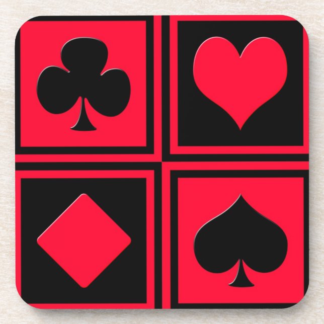 Vier Karten-Anzug Getränkeuntersetzer (Vorderseite)
