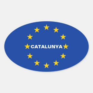 VIER Katalonien - "Katalonien" - Europäische Gewer Ovaler Aufkleber