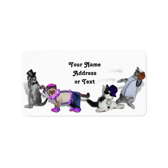 Vier Kätzchen im Spiel Adressaufkleber (Vorne)