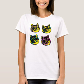 Vier Katzen Schwere Attragende Katzen Pop Kunst T-Shirt