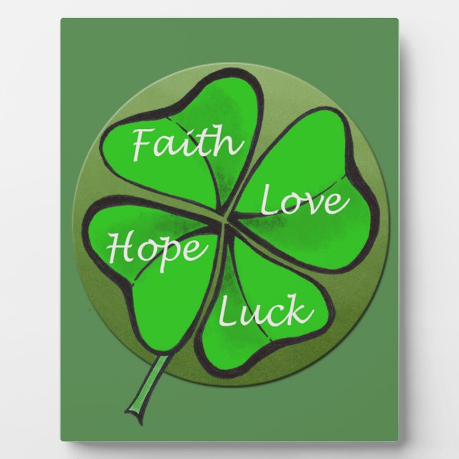 Vier-Leaf Clovers-Faith Liebe Hope Luck - Bibel Fotoplatte (Vorderseite)