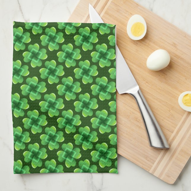 Vier Leaf Clovers Geschirrtuch (Viertel Falte)