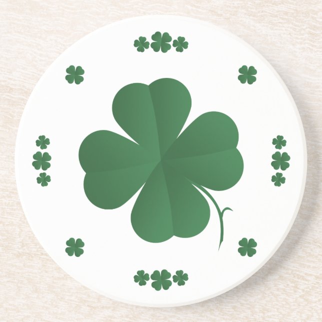 Vier Leaf Clovers Sandstein Untersetzer (Vorne)