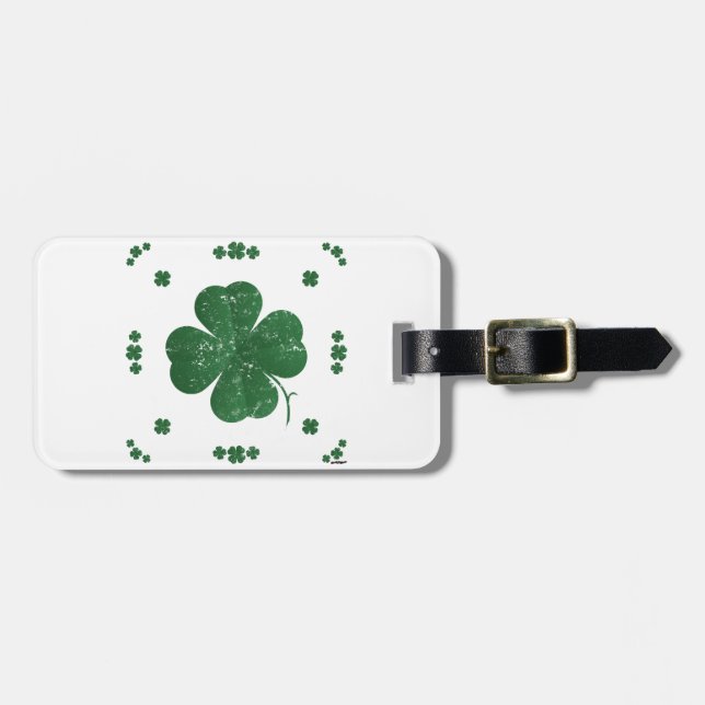 Vier Leaf Clovers - Vintager Stil Gepäckanhänger (Vorderseite horizontal)