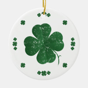 Vier Leaf Clovers - Vintager Stil Keramikornament