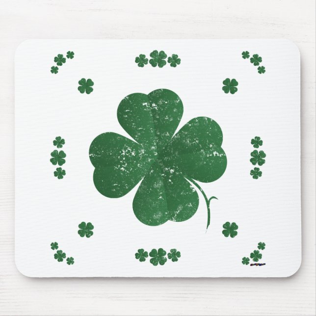 Vier Leaf Clovers - Vintager Stil Mousepad (Vorne)