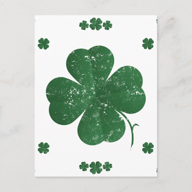Vier Leaf Clovers - Vintager Stil Postkarte (Vorderseite)