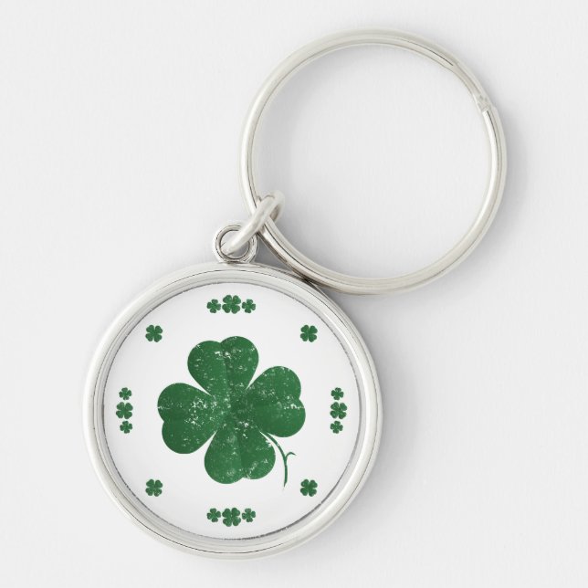 Vier Leaf Clovers - Vintager Stil Schlüsselanhänger (Vorne)