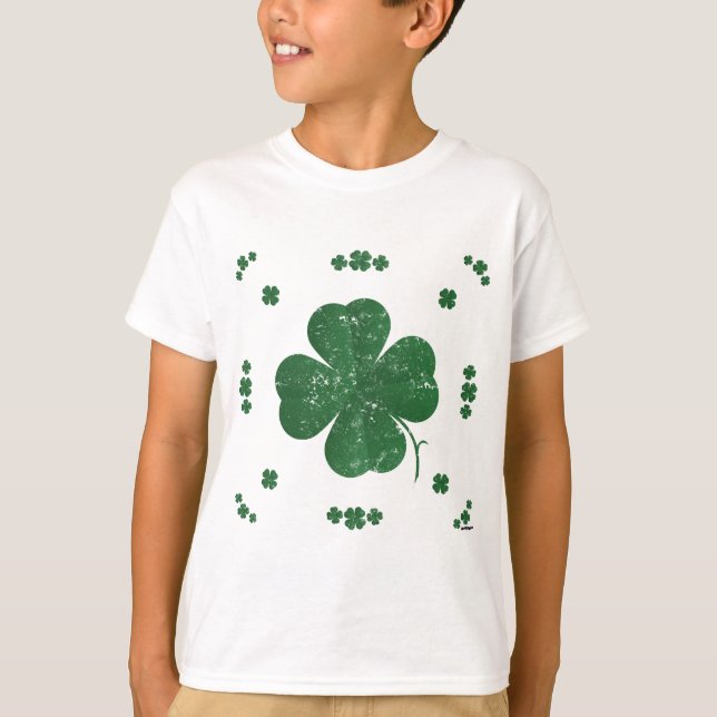 Vier Leaf Clovers - Vintager Stil T-Shirt (Vorderseite)