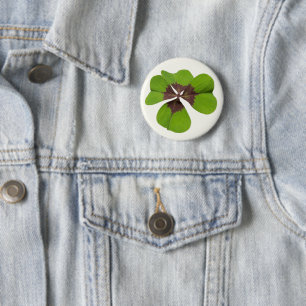 Vier Leaf Lucky Clover St Patricks Day Viel Glück Button
