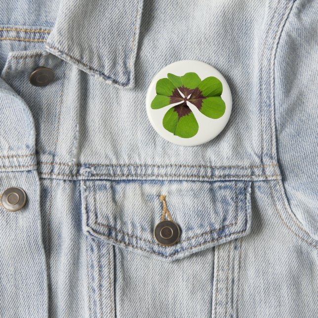 Vier Leaf Lucky Clover St Patricks Day Viel Glück Button (Beispiel)