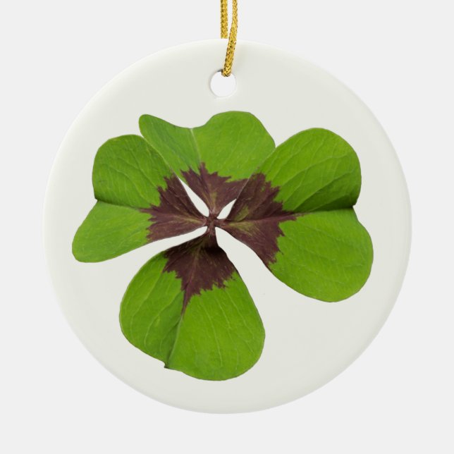 Vier Leaf Lucky Clover St Patricks Day Viel Glück Keramik Ornament (Vorne)