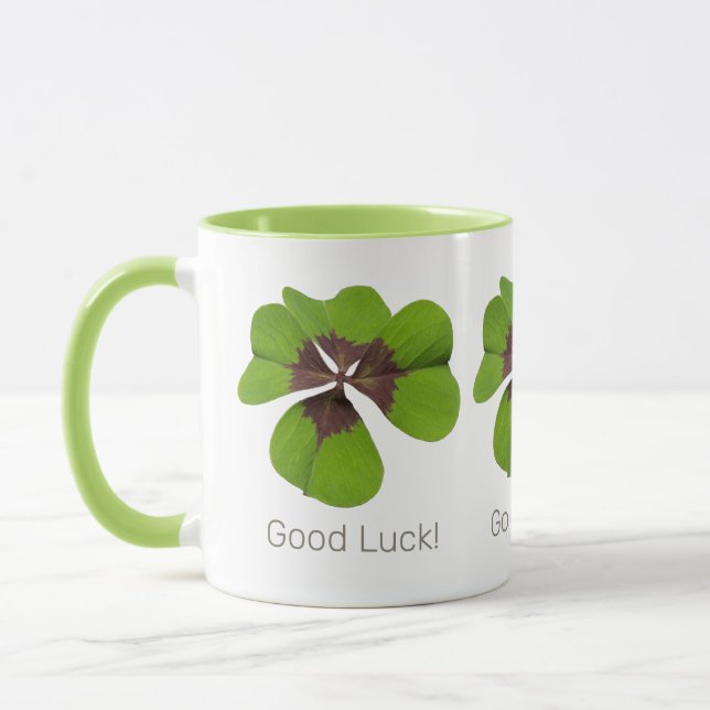 Vier Leaf Lucky Clover St Patricks Day Viel Glück Tasse (Links)