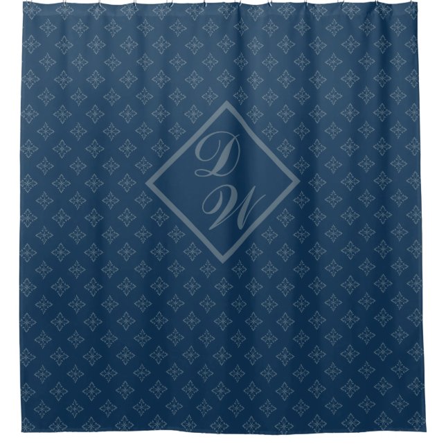 Vier Leaf Rosette Luftwaffe Blaues Foulardmuster Duschvorhang (Vorderseite)