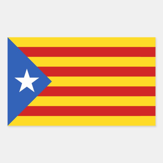 VIER "L'Estelada Blava" Katalanische Unabhängigkei Rechteckiger Aufkleber (Vorderseite)