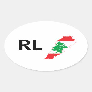 VIER Libanon Flag Map Ovaler Aufkleber