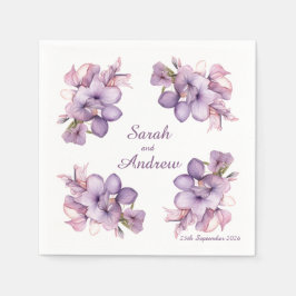 Vier Lilah-Blume: Personalisierte Hochzeit von Nap Serviette