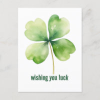 Vier-Links-Clover "Viel Glück" Postkarte