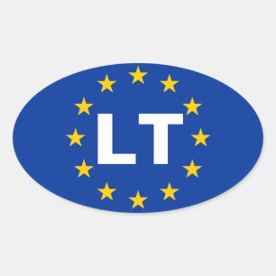 VIER Litauen "LT" Europäische Gewerkschaft Ovaler Aufkleber