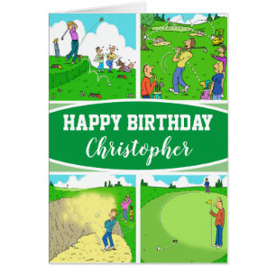 Vier lustige Golfer-Cartoons