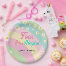 Vier mal magisch vierter Geburtstag Pappteller