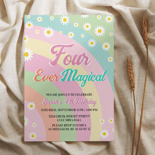 Vier mal magischer Retro-Regenbogen Einladung