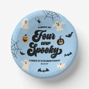 Vier mal Spooky Blue Halloween 4. Geburtstags-Part Pappteller