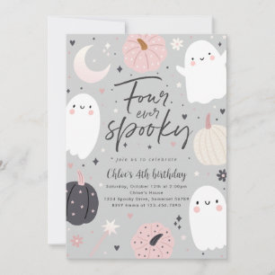 Vier Mal Spooky Boho Halloween Ghost 4. Geburtstag Einladung