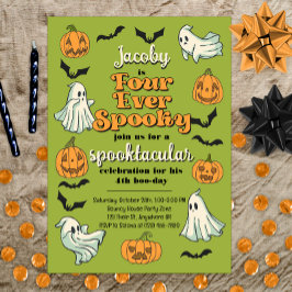 Vier Mal Spooky Ghost Halloween 4. Geburtstag Einladung