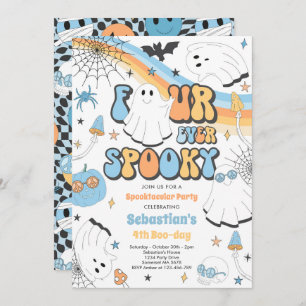Vier mal Spooky Halloween Groovy Ghost Geburtstag Einladung
