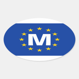 VIER Malta "M" Europäische Gewerkschaft Flag Ovaler Aufkleber