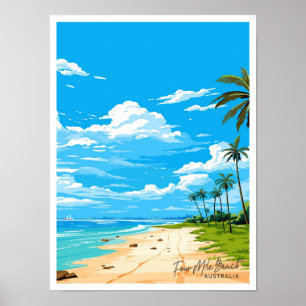 Vier-Mile-Beach-Australien-Reiseillustrierung Poster