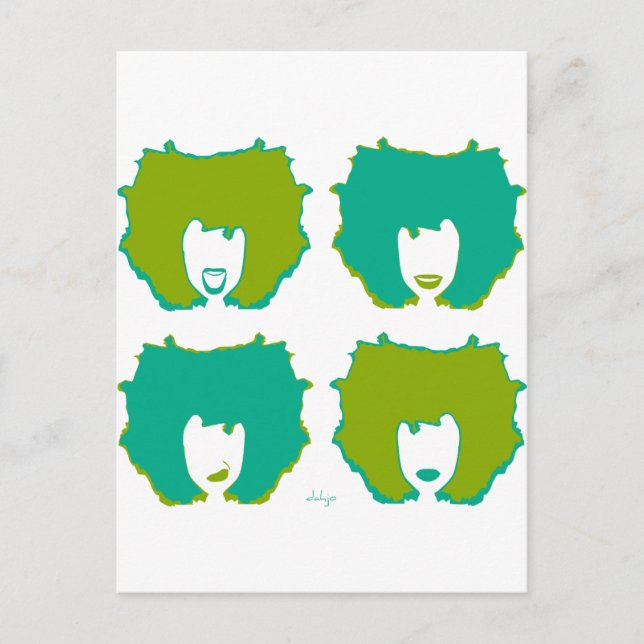 VIER MOODS in AQUAMARIN und GRÜNEN Postkarte (Vorderseite)