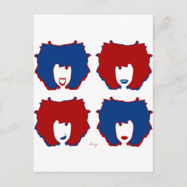 VIER MOODS IN ROT UND BLAU POSTKARTE