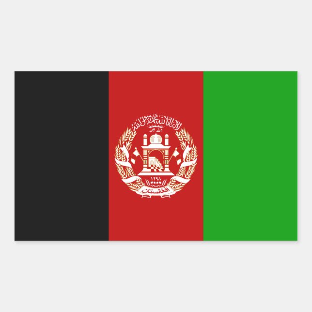 VIER Nationale Flagge Afghanistans Rechteckiger Aufkleber (Vorderseite)