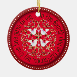 Vier nennende Vögel Keramikornament