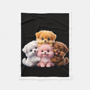 Vier niedliche flauschige Welpen Fleece-Decke Fleecedecke