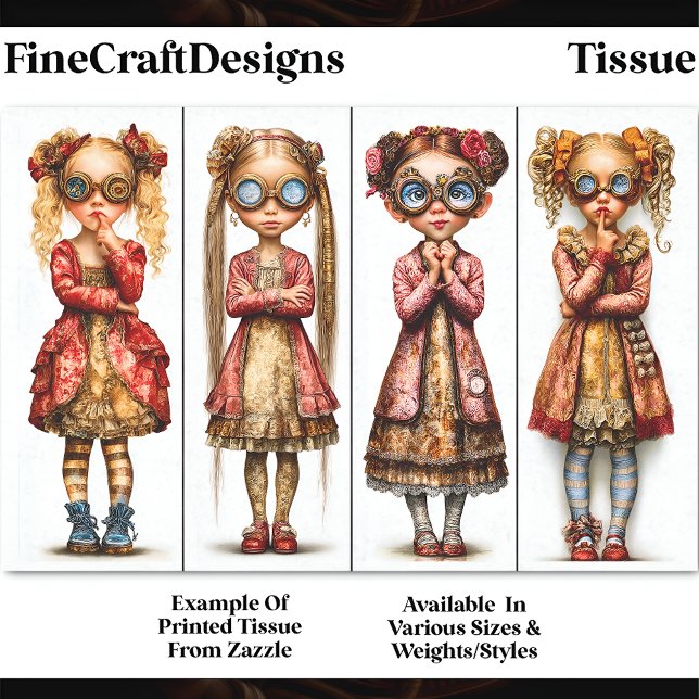 Vier Niedliche Steampunk-Girls DV3R-Decoupage Seidenpapier (Von Creator hochgeladen)