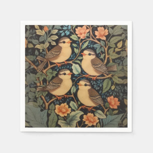 Vier Niedliche Vogelarten Inspiriert Serviette