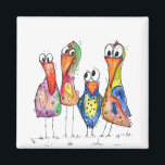 Vier Niedliche Whimsikfarbige Vögel Magnet<br><div class="desc">Das ist ein originelles gemischtes Bild von vier skurrilen,  farbenfrohen Vögeln.</div>