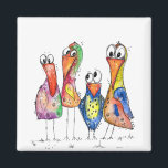Vier Niedliche Whimsikfarbige Vögel Magnet<br><div class="desc">Das ist ein originelles gemischtes Bild von vier skurrilen,  farbenfrohen Vögeln.</div>