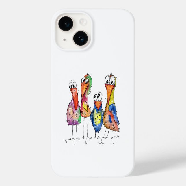 Vier Niedliche Whimsikvögel Case-Mate iPhone 14 Hülle (Rückseite)