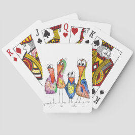 Vier Niedliche Whimsikvögel Spielkarten