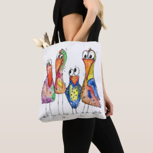 Vier Niedliche Whimsikvögel Tasche