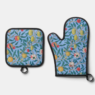 Vier Obst-Muster, William Morris Ofenhandschuh & Topflappen-Set
