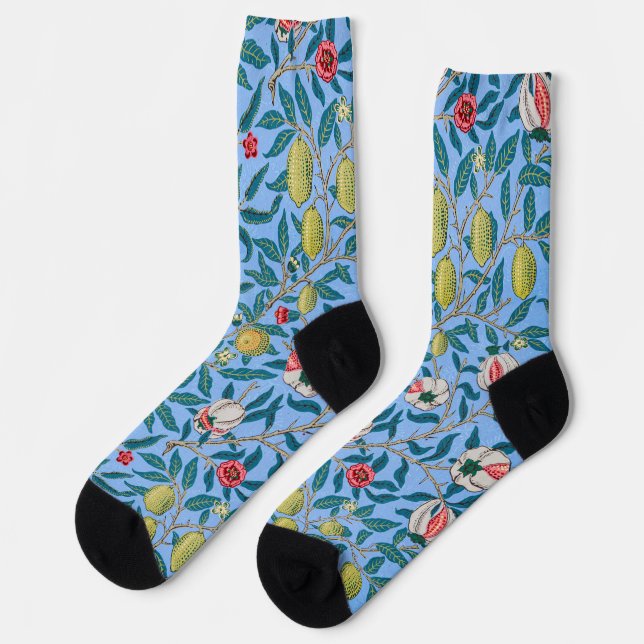 Vier Obst-Muster, William Morris Socken (Linkes Detail)