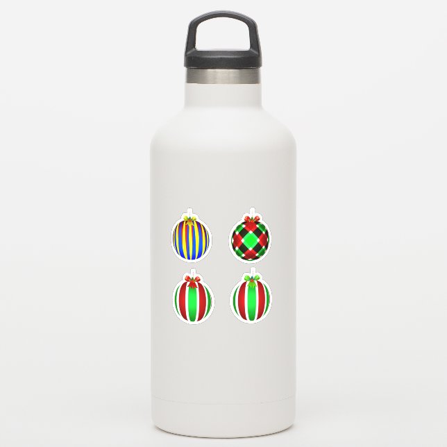 Vier Ornamente Weihnachten Aufkleber (Wassserflasche)